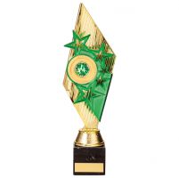 Pizzazz Plastic Trophy Award Gold and Green 300mm : New 2020