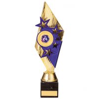 Pizzazz Plastic Trophy Award Gold and Purple 300mm : New 2020