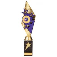 Pizzazz Plastic Trophy Award Gold and Purple 350mm : New 2020