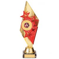 Pizzazz Plastic Trophy Award Gold and Red 270mm : New 2020