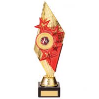 Pizzazz Plastic Trophy Award Gold and Red 280mm : New 2020
