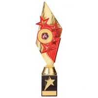 Pizzazz Plastic Trophy Award Gold and Red 325mm : New 2020