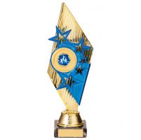 Pizzazz Plastic Trophy Award Gold and Blue 270mm : New 2020