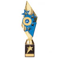 Pizzazz Plastic Trophy Award Gold and Blue 325mm : New 2020