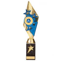 Pizzazz Plastic Trophy Award Gold and Blue 350mm : New 2020