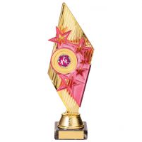Pizzazz Plastic Trophy Award Gold and Pink 270mm : New 2020