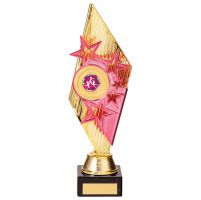 Pizzazz Plastic Trophy Award Gold and Pink 280mm : New 2020