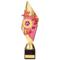 Pizzazz Plastic Trophy Award Gold and Pink 300mm : New 2020
