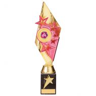 Pizzazz Plastic Trophy Award Gold and Pink 325mm : New 2020