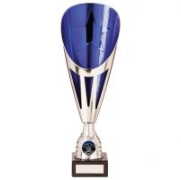 Rising Stars Deluxe Plastic Lazer Presentation Cup Silver and Blue 315mm : New 2020