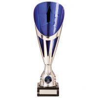 Rising Stars Deluxe Plastic Lazer Presentation Cup Silver and Blue 325mm : New 2020
