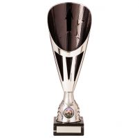 Rising Stars Deluxe Plastic Lazer Presentation Cup Silver and Black 325mm : New 2020