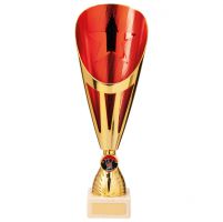 Rising Stars Deluxe Plastic Lazer Presentation Cup Gold and Red 315mm : New 2020