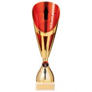 Rising Stars Deluxe Plastic Lazer Presentation Cup Gold and Red 335mm : New 2020
