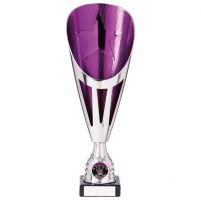 Rising Stars Deluxe Plastic Lazer Presentation Cup Silver and Purple 305mm : New 2020