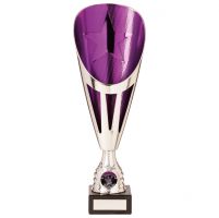 Rising Stars Deluxe Plastic Lazer Presentation Cup Silver and Purple 315mm : New 2020
