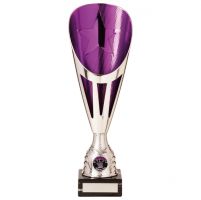 Rising Stars Deluxe Plastic Lazer Presentation Cup Silver and Purple 325mm : New 2020