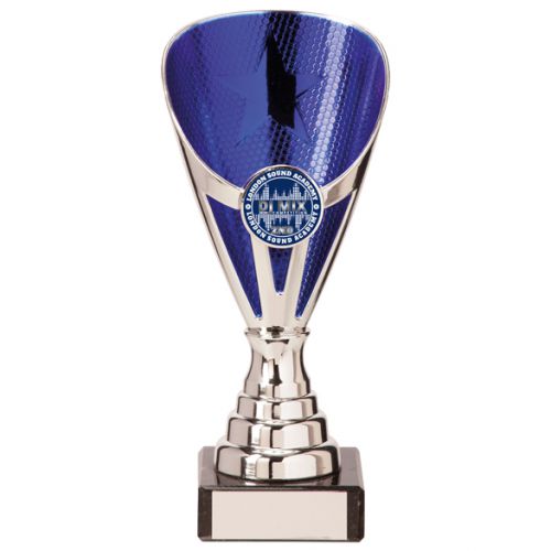 Rising Stars Premium Plastic Trophy Award Silver and Blue 170mm : New 2020