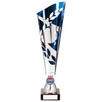 Zues Lazer Cut Metal Presentation Cup Silver and Blue 310mm : New 2020