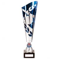 Zues Lazer Cut Metal Presentation Cup Silver and Blue 340mm : New 2020