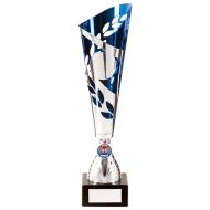 Zues Lazer Cut Metal Presentation Cup Silver and Blue 370mm : New 2020